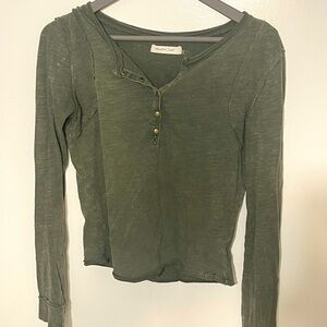 Green Long Sleeve Free People Top